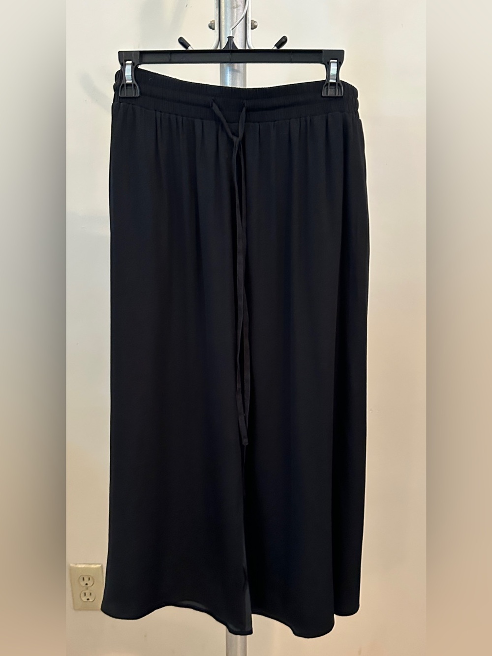 LOFT Black Wide-Leg Skirt with Drawstring & front slit. - Picture 1 of 2